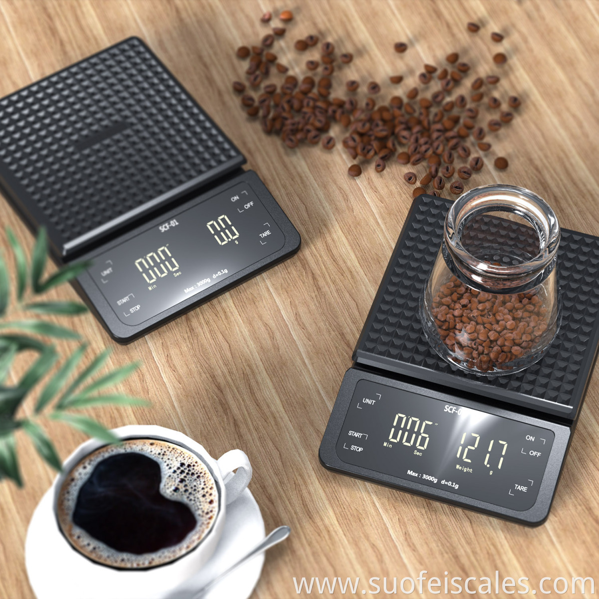 SCF-01 New design 3Kg Led Display AAAbattery Black Electronic Digital Timer Coffee Scale